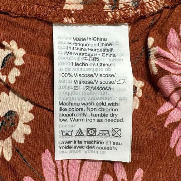 Madewell Top Womens XS Burnt Clay Novel Tie Front Hillside Daisies Floral Boho - Picture 7 of 8